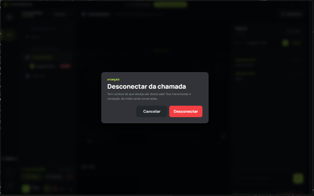Confirmação para sair da chamada